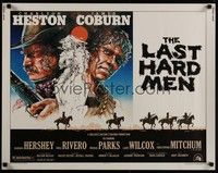 3f543 LAST HARD MEN 1/2sh '76 cool art of Charlton Heston, James Coburn & Barbara Hershey!