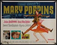 3f563 MARY POPPINS 1/2sh '64 Julie Andrews & Dick Van Dyke in Walt Disney's musical classic!