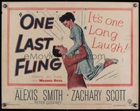 3f592 ONE LAST FLING 1/2sh '49 laughing Zachary Scott hoists beautiful Alexis Smith in the air!
