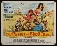 3f601 PIRATES OF BLOOD RIVER 1/2sh '62 great art of Kerwin Mathews carrying sexy babe, Hammer!
