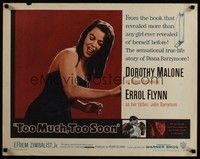 3f681 TOO MUCH, TOO SOON 1/2sh '58 Errol Flynn, sexy Dorothy Malone as Diana Barrymore!