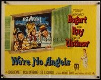 3f709 WE'RE NO ANGELS style A 1/2sh '55 Humphrey Bogart, Aldo Ray & Ustinov tipping their hats!
