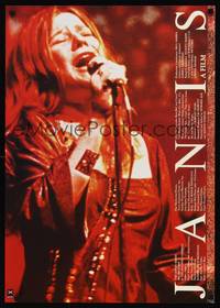3f164 JANIS red style Japanese '75 great image of Joplin singing into microphone, rock & roll!