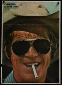 3f166 JUNIOR BONNER Japanese '72 great close-up of smoking rodeo cowboy Steve McQueen!