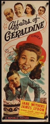 3g021 AFFAIRS OF GERALDINE insert '46 Jane Withers in fire chief's hat, Jimmy Lydon!