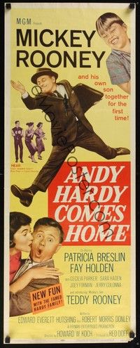 3g033 ANDY HARDY COMES HOME insert '58 Mickey Rooney & his son Teddy together for the first time!