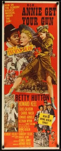 3g034 ANNIE GET YOUR GUN insert '50 Betty Hutton as the greatest sharpshooter, Howard Keel