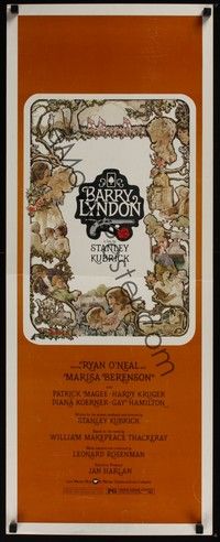 3g051 BARRY LYNDON insert '75 Stanley Kubrick, Ryan O'Neal, artwork by Bourduge!