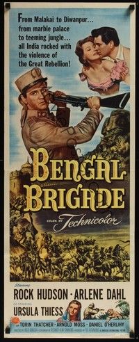 3g057 BENGAL BRIGADE insert '54 Rock Hudson & Arlene Dahl romancing and fighting in India!