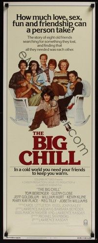 3g061 BIG CHILL insert '83 Lawrence Kasdan, Tom Berenger, Glenn Close, Jeff Goldblum, William Hurt