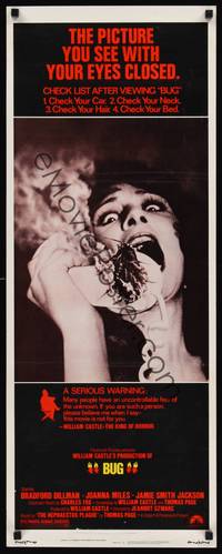 3g075 BUG insert '75 wild horror image of screaming girl on phone with flaming insect!