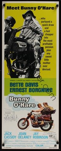 3g076 BUNNY O'HARE insert '71 Bette Davis & Ernest Borgnine on motorcycles!