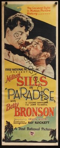 3g008 PARADISE insert '26 Milton Sills & Noah Beery in greatest fight in motion picture history!