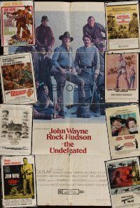 3h007 LOT OF 9 FOLDED JOHN WAYNE ONE-SHEETS lot '65 - '75 Undefeated, Circus World, McQ + more!