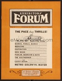3h062 EXHIBITORS FORUM exhibitor magazine February 17, 1931 race car art for Pace That Thrills!
