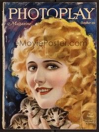 3h079 PHOTOPLAY magazine October 1920 art of Mary Pickford with kittens by Rolf Armstrong!