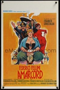 3j388 AMARCORD Belgian '74 Federico Fellini classic comedy, great wacky artwork!