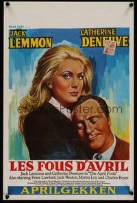 3j395 APRIL FOOLS Belgian '69 Jack Lemmon & Catherine Deneuve are married but not to each other!