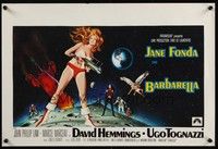 3j403 BARBARELLA Belgian '68 sexiest sci-fi art of Jane Fonda by Robert McGinnis, Roger Vadim!