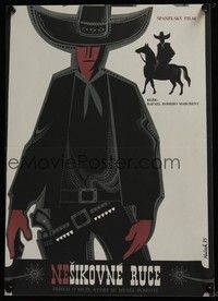3j238 AWKWARD HANDS Czech 11x16 '75 Peter Lee Lawrence, Mrozek art of gunslinger cowboy!