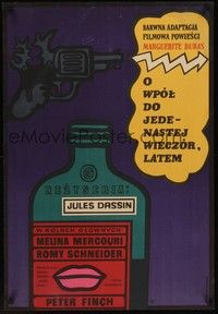 3j156 10:30 P.M. SUMMER Polish 23x33 '66 Jules Dassin directed, gun & bottle art by Mlodozeniec!