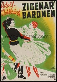 3j032 GYPSY BARON Swedish '35 Karl Hartl's Zigeunerbaron, wonderful Hakansson artwork!