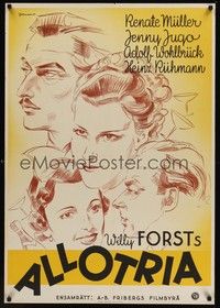 3j038 HOKUM Swedish '36 Willi Forst's Allotria, great artwork of cast!