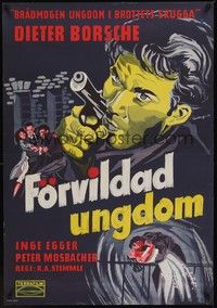 3j041 ILLEGAL BORDER Swedish '52 Robert A Stemmle's Sundige Grenze, great crime artwork!
