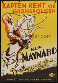 3j045 KING OF THE ARENA Swedish '33 Fuchs artwork of cowboy Ken Maynard with lasso!