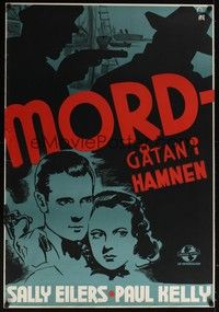 3j059 NURSE FROM BROOKLYN Swedish '38 Sally Eilers, Paul Kelly, great Aberg film noir artwork!