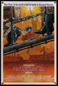3k022 AMERICAN TAIL 1sh '86 Steven Spielberg, Don Bluth, art of Fievel the mouse by Drew Struzan!