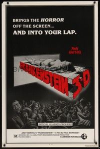 3k025 ANDY WARHOL'S FRANKENSTEIN 1sh R80s Paul Morrissey, Joe Dallessandro, 3-D horror!