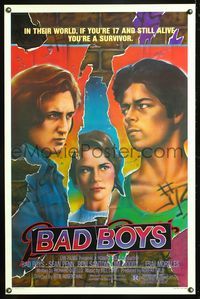 3k041 BAD BOYS 1sh '83 Javack artwork of tough teen Sean Penn, Ally Sheedy!