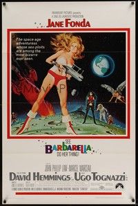 3k002 BARBARELLA 1sh '68 sexiest sci-fi art of Jane Fonda by Robert McGinnis, Roger Vadim