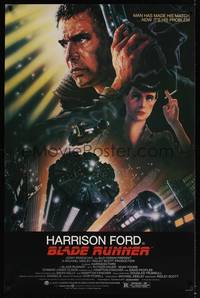 3k053 BLADE RUNNER 1sh '82 Ridley Scott sci-fi classic, art of Harrison Ford by John Alvin!
