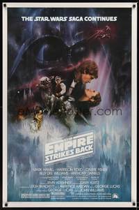 3k158 EMPIRE STRIKES BACK 1sh '80 George Lucas sci-fi classic, cool GWTW art by Roger Kastel!