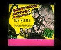 3m148 SCATTERGOOD SURVIVES A MURDER style B glass slide '42 Guy Kibbee + cool black cat art!