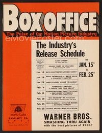 3m043 BOX OFFICE exhibitor magazine January 19, 1933 wonderful United Artists Mickey Mouse ad!
