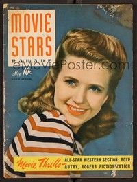 3m102 MOVIE STARS PARADE magazine May 1942 portrait of pretty Priscilla Lane in striped shirt!