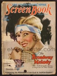 3m076 SCREEN BOOK magazine July 1929 art of Bessie Love with tennis racket by John Clarke!