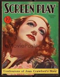 3m094 SCREEN PLAY magazine September 1933 incredible art of Joan Crawford & her maid tells all!