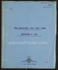 3m193 TEN GENTLEMEN FROM WEST POINT revised final draft script Dec 9, 1941, screenplay by Maibaum!