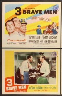 3p040 3 BRAVE MEN 8 LCs '57 Ray Milland, Ernest Borgnine, Frank Lovejoy, Nina Foch