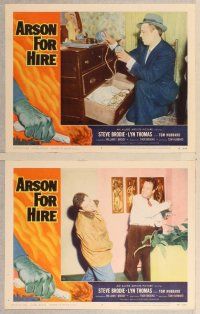 3p069 ARSON FOR HIRE 8 LCs '58 Steve Brodie, flaming shocker of the deadliest U.S. racket!