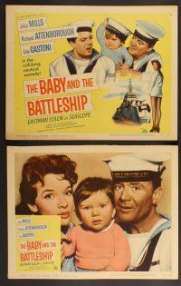 3p072 BABY & THE BATTLESHIP 8 LCs '57 English sailors John Mills & Richard Attenborough!
