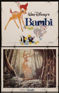 3p077 BAMBI 8 LCs R82 Walt Disney cartoon deer classic, great art with Thumper & Flower!