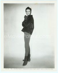3r101 CHARADE 8x10 still '63 full-length Audrey Hepburn looking enigmatic in winter outfit!