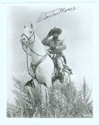 3r009 CLAYTON MOORE signed REPRO 8x10 still '90s great portrait as the Lone Ranger riding Silver!