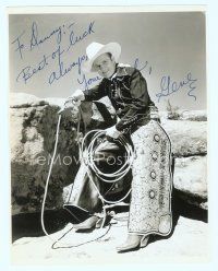 3r018 GENE AUTRY signed 8x10 still '40s who's wearing custom made chaps with his name on them!