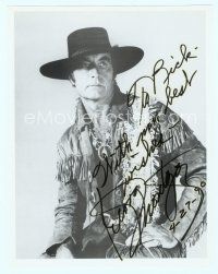 3r019 GEORGE MONTGOMERY signed REPRO 8x10 still '90 great full-length portrait in cowboy gear!